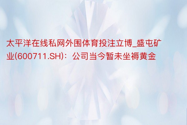 太平洋在线私网外围体育投注立博_盛屯矿业(600711.SH)：公司当今暂未坐褥黄金