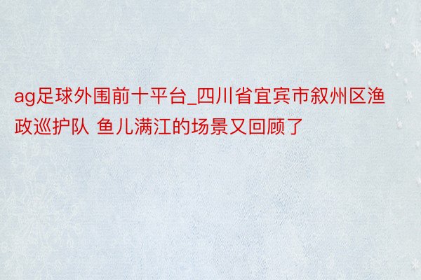 ag足球外围前十平台_四川省宜宾市叙州区渔政巡护队 鱼儿满江的场景又回顾了