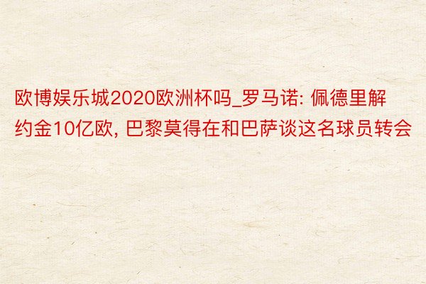 欧博娱乐城2020欧洲杯吗_罗马诺: 佩德里解约金10亿欧, 巴黎莫得在和巴萨谈这名球员转会