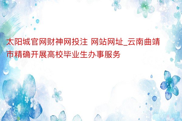 太阳城官网财神网投注 网站网址_云南曲靖市精确开展高校毕业生办事服务