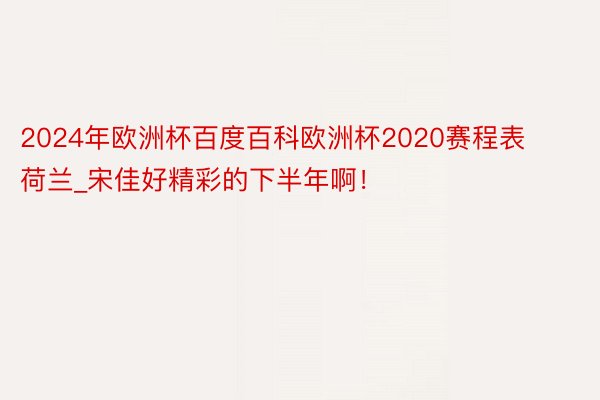 2024年欧洲杯百度百科欧洲杯2020赛程表荷兰_宋佳好精彩的下半年啊！